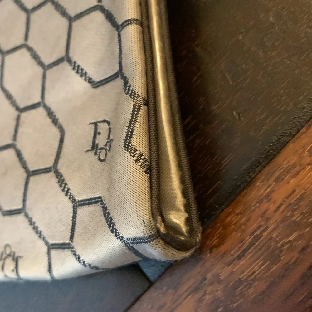 Dior silver, and black Monogram Cosmetic Make up envelope/Clutch